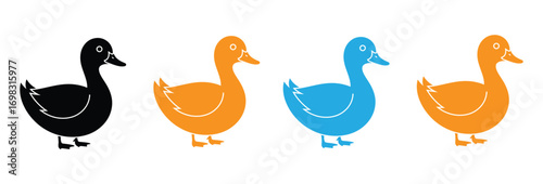 duck icon silhouette style vector minimal art illustration on a white background.