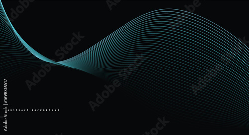 Abstract Teal Wave Lines on Black Background vector
