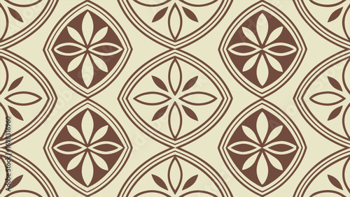 Seamless Mediterranean tile pattern with geometric floral ornaments for floor and wall design