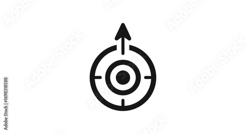 Simple Black Target Icon with Arrow Pointing Upwards.