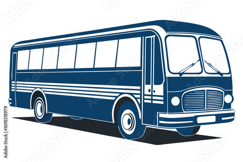 Vintage blue bus transportation travel journey retro classic vehicle coach