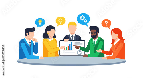 Diverse Team Discussing Business Strategy Around a Table.