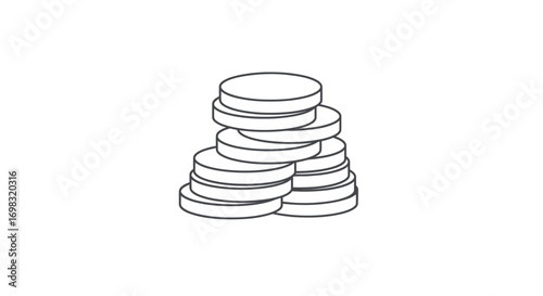 Stack of Coins - Simple Line Art Illustration of Currency.