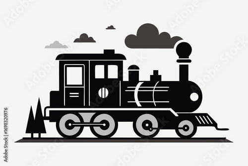 Classic black steam train locomotive railroad journey travel transportation vintage retro