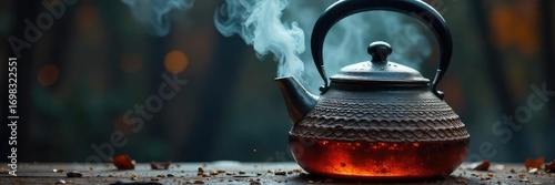A kettle whistling furiously, steam billowing from its spout, water at a rolling boil, ready for tea or coffee Close-up shot highlighting the intense heat and energy , bubbles, home