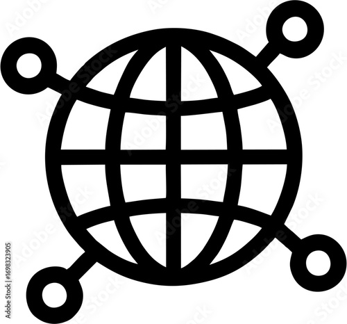 
Design a vector icon of a globe with network connections, symbolizing global communication and internet connectivity.
