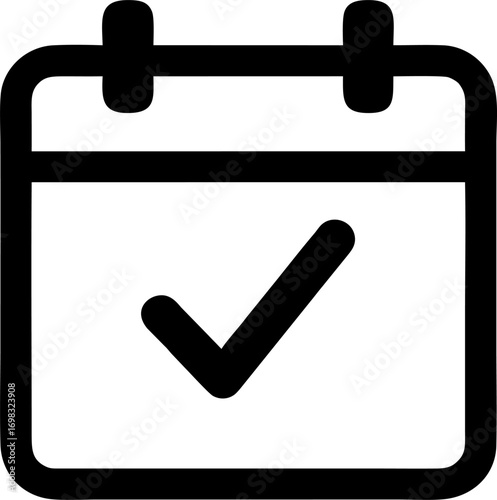a vector icon of a calendar with a checkmark, indicating scheduling, planning, or event management.
