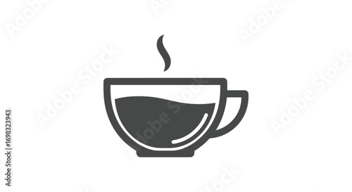 Simple Icon of a Hot Cup of Coffee or Tea.