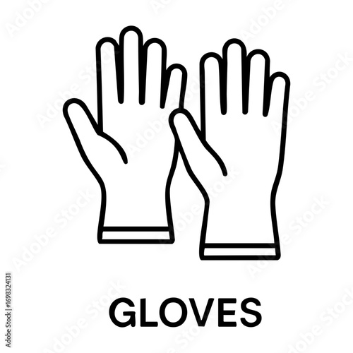 Illustration of two protective gloves with black outlines on a transparent background ready