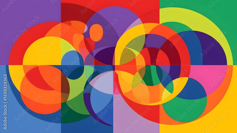 Obraz premium Colorful overlapping circles create a vibrant and playful design removed background