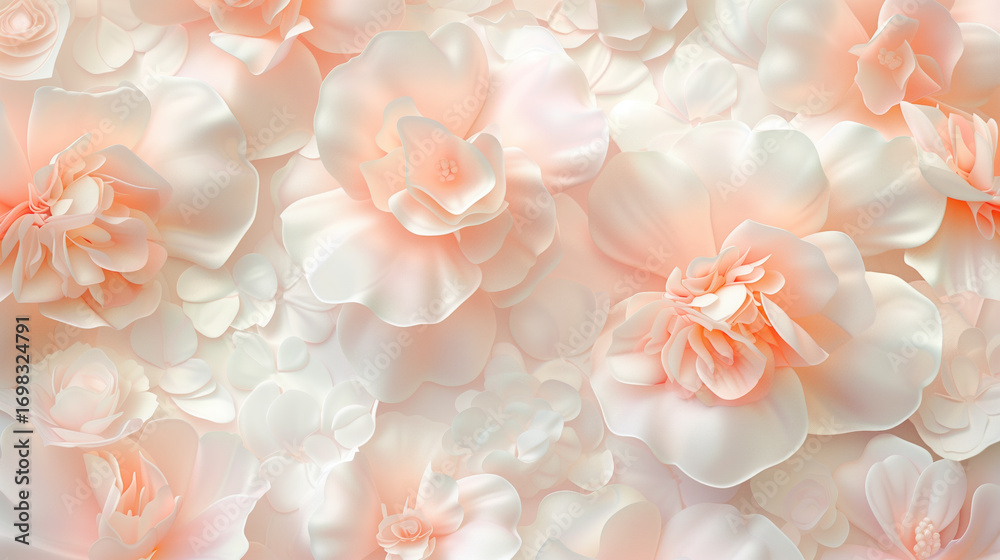 Fototapeta premium pink flower background, ivory floral wall decorations in the style of white, Generative AI
