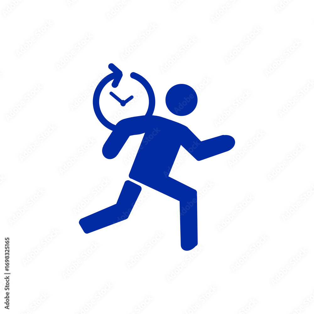 Fototapeta premium 【Business Icons – Meeting】Running late icon / 時間に追われて走る人のアイコン 