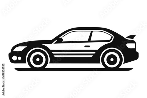 Sleek black sports coupe side profile illustration