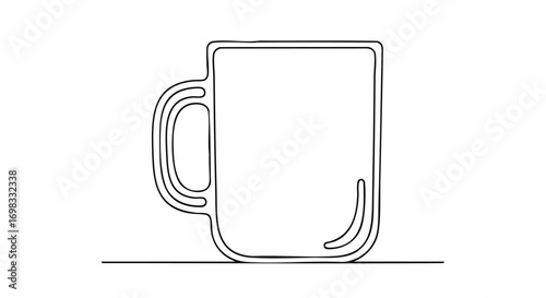 Sleek minimalist mug outline, perfect for branding, logos, cafe menus, and drink promotions