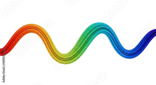 Abstract Rainbow Wave: Colorful Swirling 3D Render on White Background
