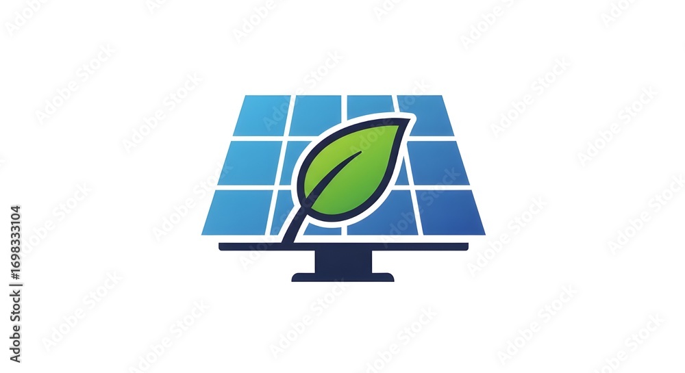 Obraz premium Solar panel with leaf isolated on white background