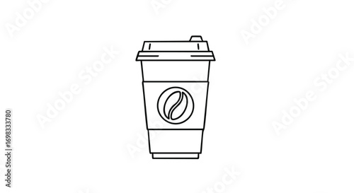 Grab a delightful takeaway caffeine cup for a perfect morning boost, coffee break minimal line art design