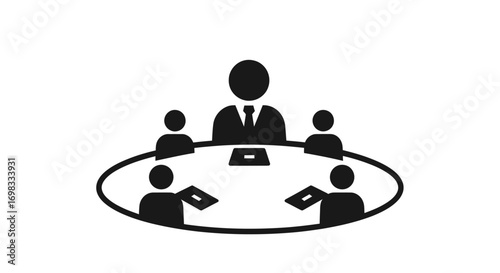 Business Meeting Icon: Team Collaboration and Discussion.