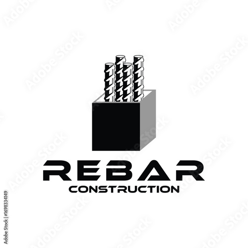 rebar concrete pillars logo design vector