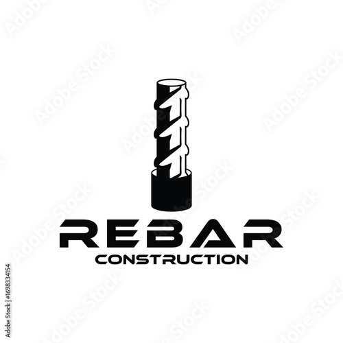 rebar concrete pillar logo design vector	