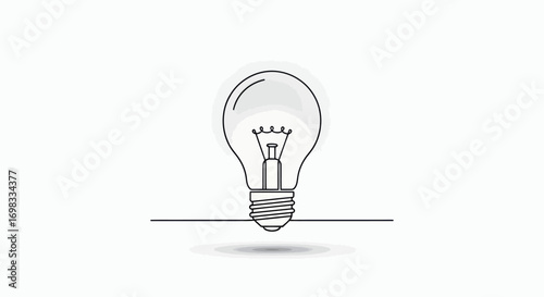 Simple Line Drawing of a Lightbulb.