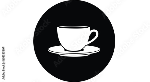 Elegant monochrome coffee cup icon design for cafe branding or minimalist menu promotion
