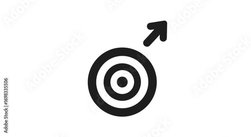Black and White Target Icon with Arrow Symbolizing Aim.