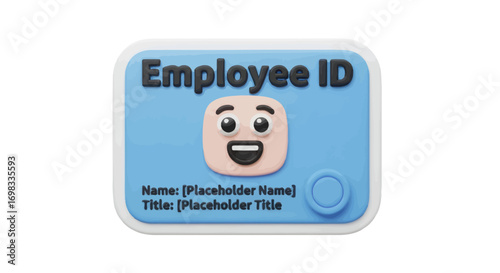 Cartoon Employee ID Card with Happy Face.