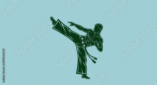 Dynamic Martial Arts Kick Silhouette.