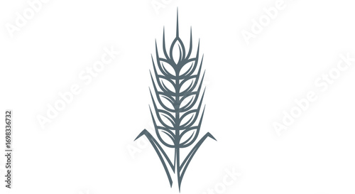 Elegant line art drawing of a single wheat ear.