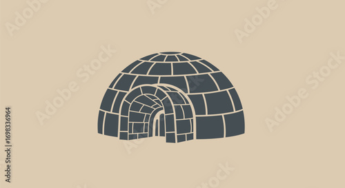 Stylized graphic illustration of a traditional arctic igloo house.
