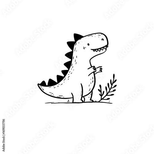 Tyrannosaurus Rex. Tyrannosaurus Rex simple black and white line art vector logo