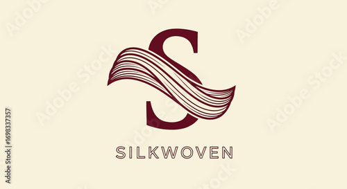 Elegant S Letter Logo with Flowing Fabric Design for Silk Woven Brand.
