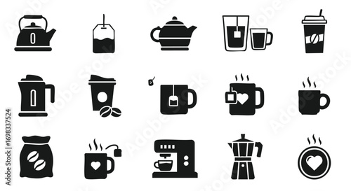 Enjoy your favorite hot beverage with these essential icons for tea and coffee lovers everywhere