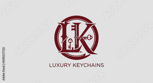 Elegant LK monogram logo with a vintage key design for a luxury keychain brand.