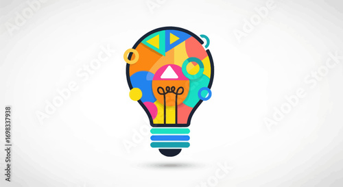 Colorful Abstract Light Bulb Representing Creative Ideas and Innovation.