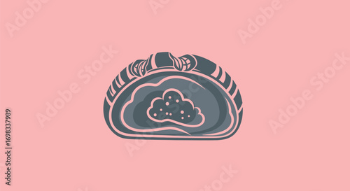 A cute cartoon illustration of a steamed dumpling.