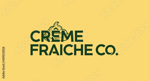 Creme Fraiche Co logo design with cream dollop icon.