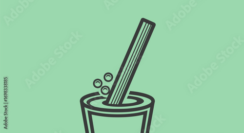 Minimalist line art icon of a fizzy drink with a straw.