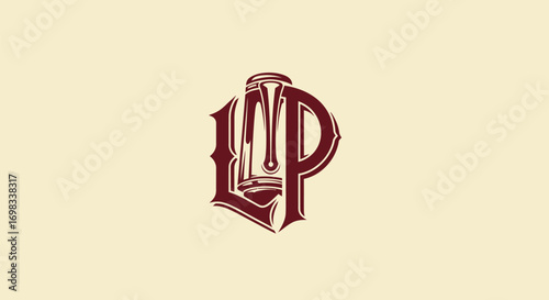 Vintage LMP letter monogram logo design vector.