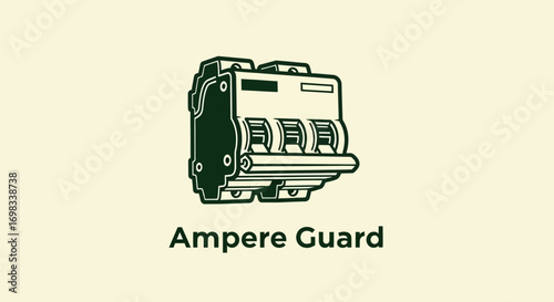 Ampere Guard three pole circuit breaker vector illustration.