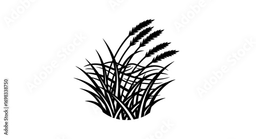 Monochrome silhouette of tall grass or reeds icon.