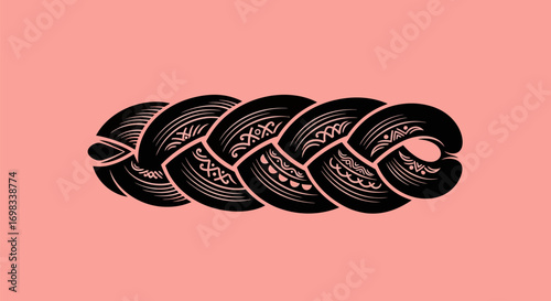 Stylized Braided Challah Bread Illustration Art.