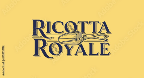 Ricotta Royale vintage logo with elegant typography and spoon illustration.