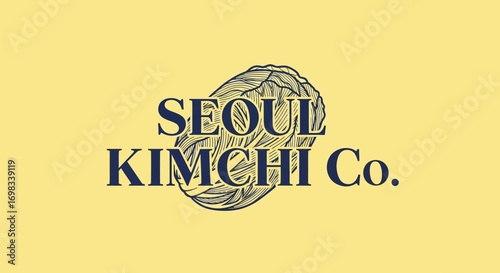 Seoul Kimchi Co Logo with Illustrated Napa Cabbage.