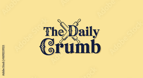 The Daily Crumb vintage logo design with crossed rolling pins.