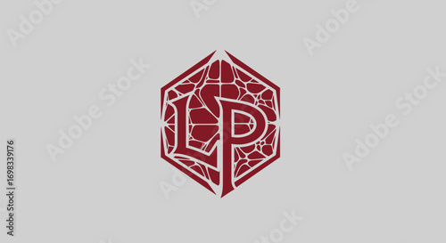Gothic LP Monogram Logo inside a Red Hexagonal Frame.