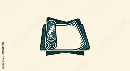 Stylized rolled yoga mat icon illustration for fitness.