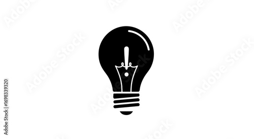 Black Silhouette of a Classic Incandescent Light Bulb.