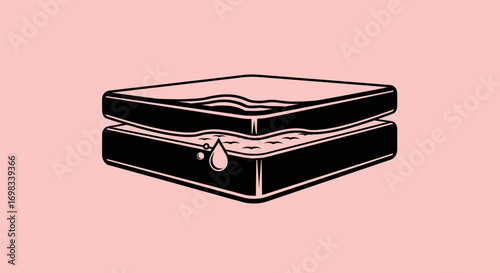 Two layer absorbent material with a single water drop illustration.
